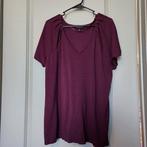 Lane Bryant Maroon Short Sleeve Sweater